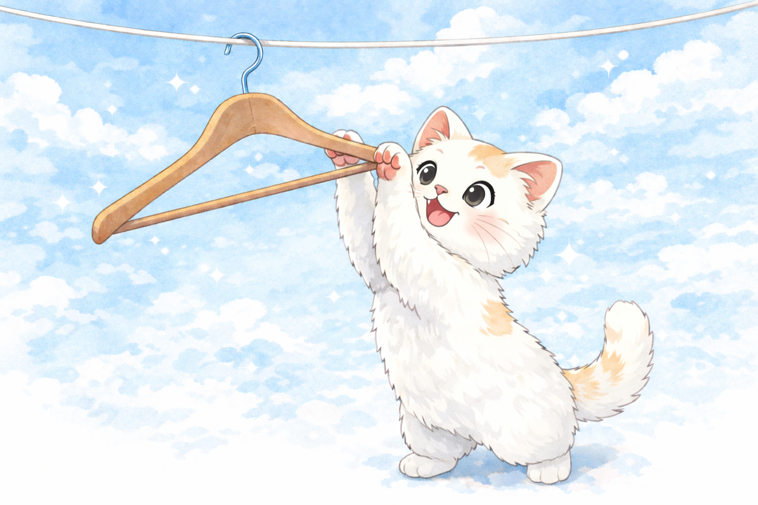 青空をイメージした清潔なクリーニングイラスト